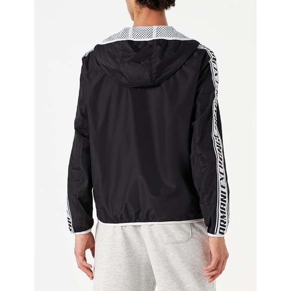 Armani exchange mens logo tape windbreaker jacket in black size S...USED - Picture 6 of 6